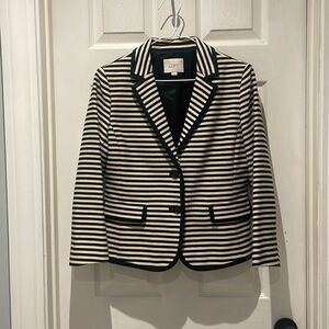 LOFT striped blazer SZ 8 navy blue & cream colored.